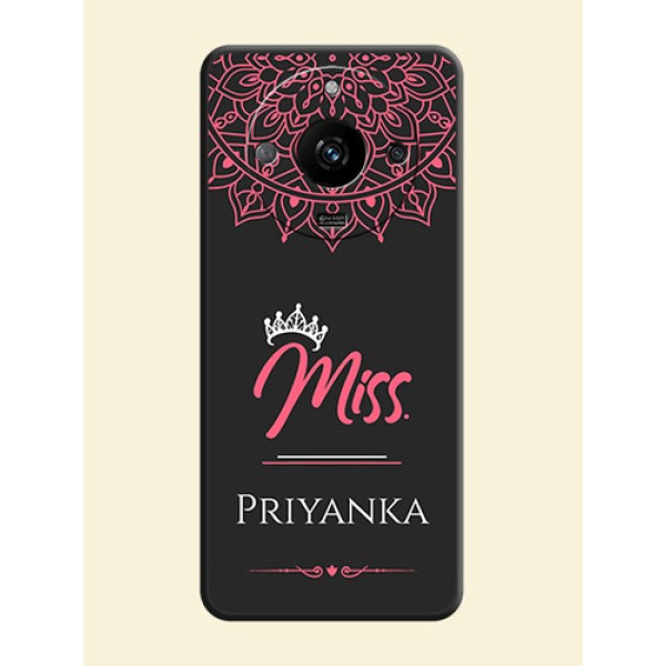 Mrs Name with Floral Design on Space Black Personalized Soft Matte Phone Covers - Realme Narzo 60 5G
