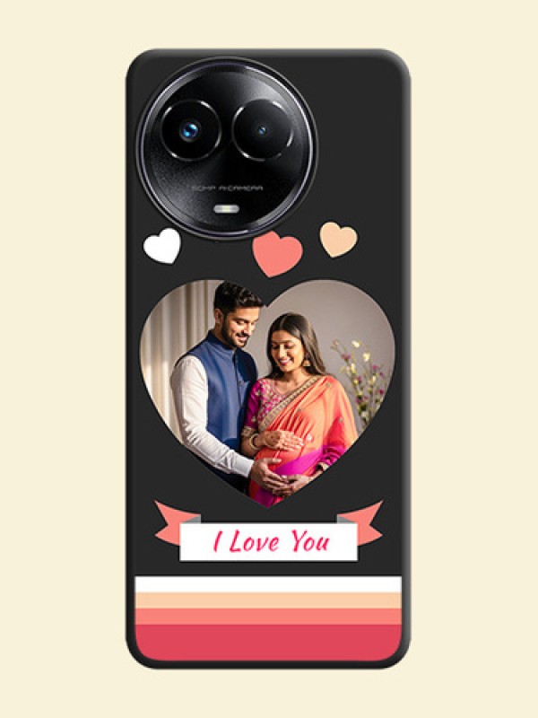 Love Shaped Photo with Colorful Stripes On Space Black Custom Soft Matte Mobile Back Cover - Narzo 60X 5G