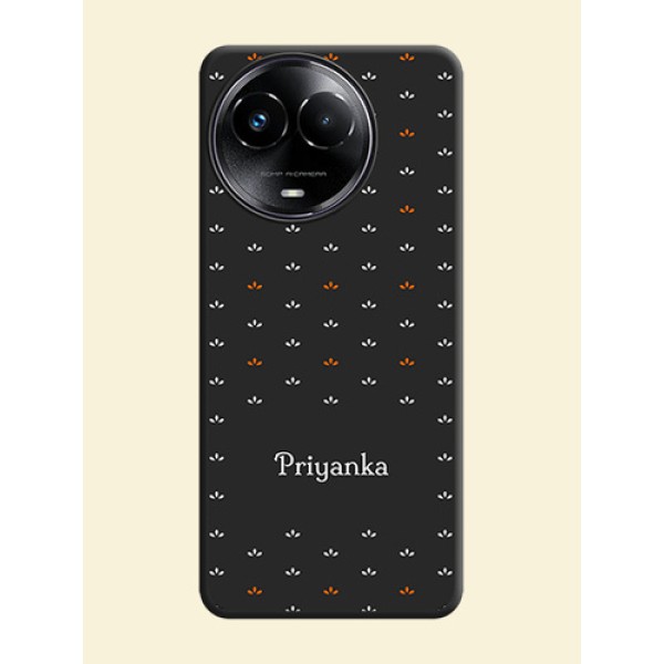 Simple Pattern With Custom Text On Space Black Custom Soft Matte Mobile Back Cover - Narzo 60X 5G