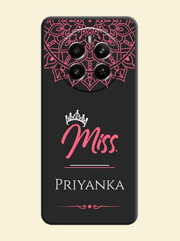 Mrs Name with Floral Design on Space Black Personalized Soft Matte Phone Covers - Realme Narzo 70 5G