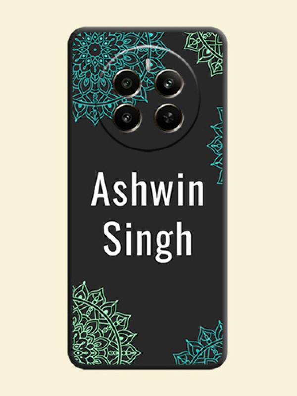 Your Name with Floral Design on Space Black Custom Soft Matte Back Cover - Realme Narzo 70 5G