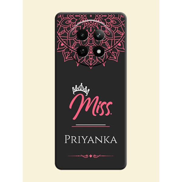 Mrs Name with Floral Design on Space Black Personalized Soft Matte Phone Covers - Realme Narzo 70X 5G