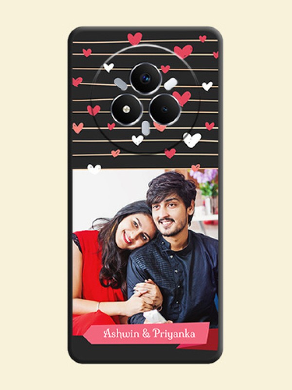 Love Pattern with Name on Pink Ribbon on Photo On Space Black Custom Soft Matte Mobile Back Cover - Realme Narzo 80 Pro 5G
