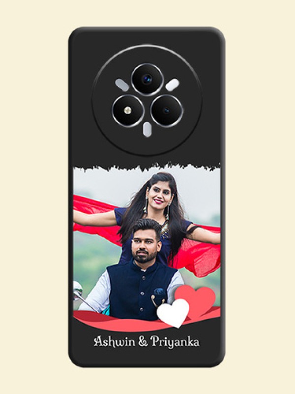 Pin Color Love Shaped Ribbon Design with Text On Space Black Custom Soft Matte Mobile Back Cover - Realme Narzo 80 Pro 5G