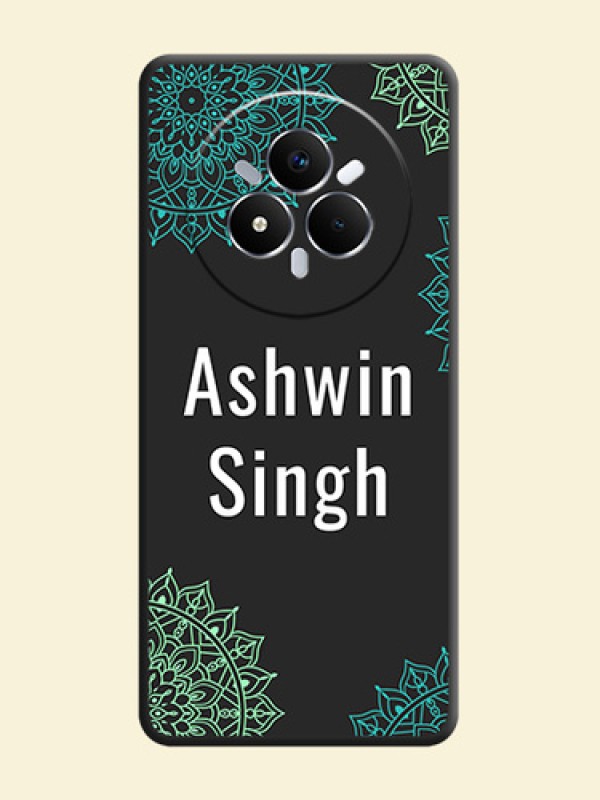 Your Name with Floral Design On Space Black Custom Soft Matte Mobile Back Cover - Realme Narzo 80 Pro 5G