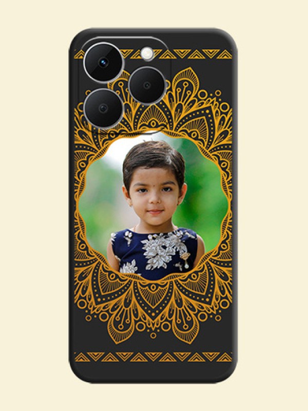 Round Image with Floral Design On Space Black Custom Soft Matte Mobile Back Cover - Realme Narzo 90 5G