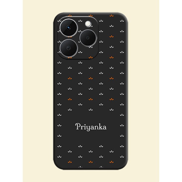Simple Pattern With Custom Text On Space Black Custom Soft Matte Mobile Back Cover - Realme Narzo 90 5G