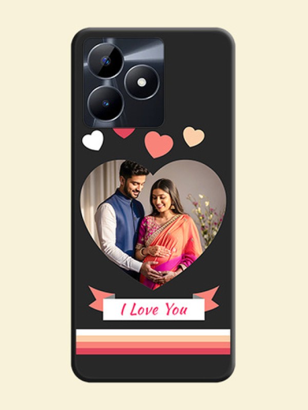 Love Shaped Photo with Colorful Stripes on Personalised Space Black Soft Matte Cases - Realme Narzo N53