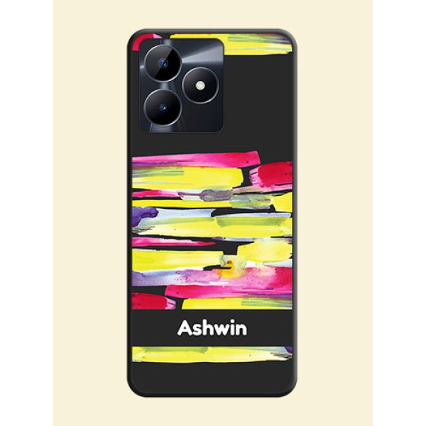 Brush Coloured on Space Black Personalized Soft Matte Phone Covers - Realme Narzo N53 Brush Coloured on Space Black Personalized Soft Matte Phone Covers - Realme Narzo N53
