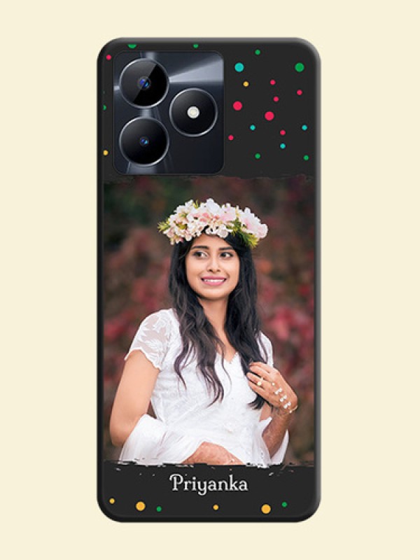 Multicolor Dotted Pattern with Text on Space Black Custom Soft Matte Phone Back Cover - Realme Narzo N53