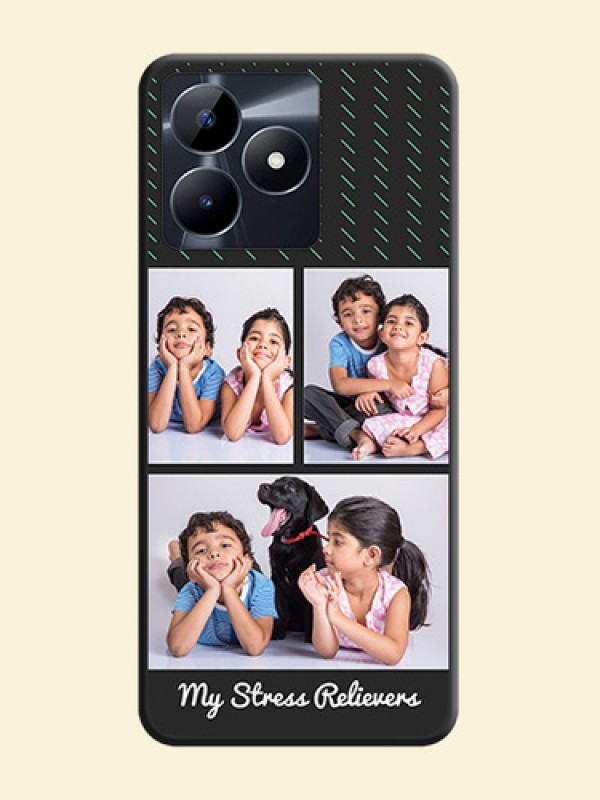 Cross Dotted Pattern with 2 Image Holder on Personalised Space Black Soft Matte Cases - Realme Narzo N53