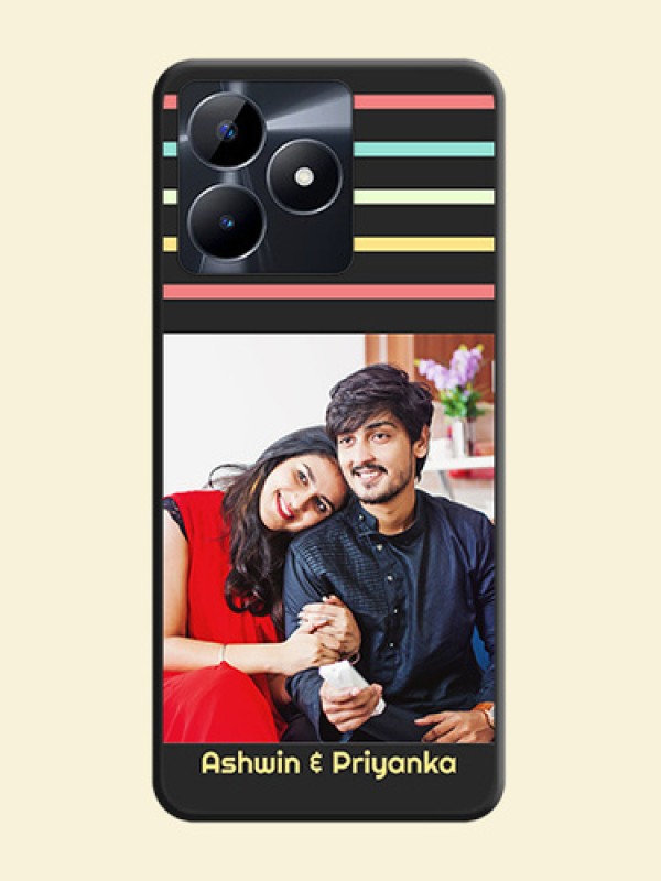 Color Stripes with Photo and Text - Photo on Space Black Soft Matte Mobile Case - Realme Narzo N53
