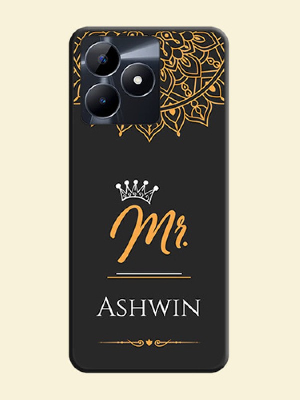 Mr Name with Floral Design on Personalised Space Black Soft Matte Cases - Realme Narzo N53