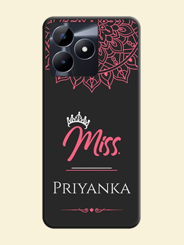 Mrs Name with Floral Design on Space Black Personalized Soft Matte Phone Covers - Realme Narzo N53