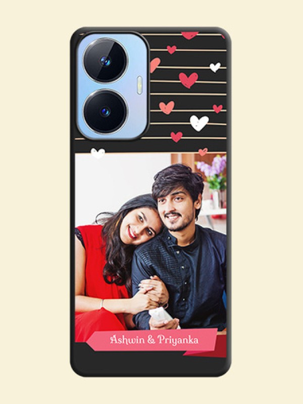 Love Pattern with Name on Pink Ribbon  on Photo on Space Black Soft Matte Back Cover - Realme Narzo N55