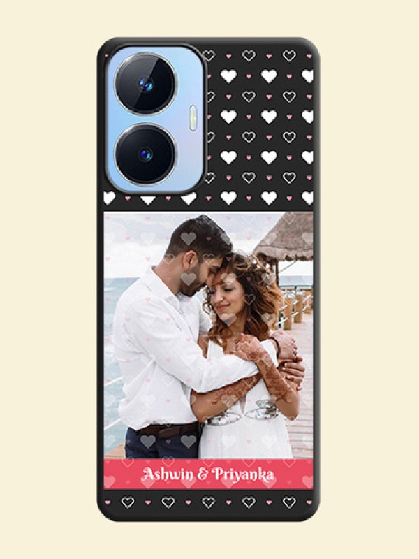 White Color Love Symbols with Text Design on Photo on Space Black Soft Matte Phone Cover - Realme Narzo N55