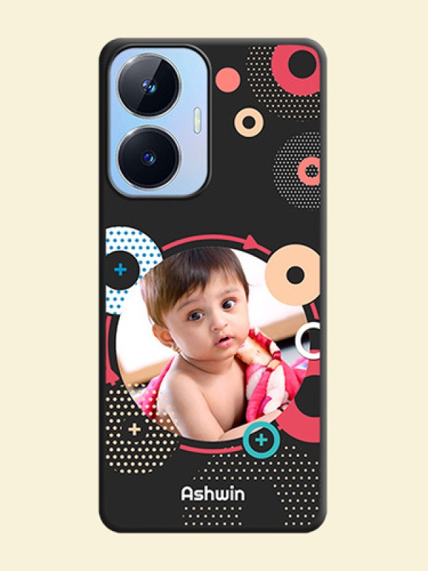 Multicoloured Round Image on Personalised Space Black Soft Matte Cases - Realme Narzo N55