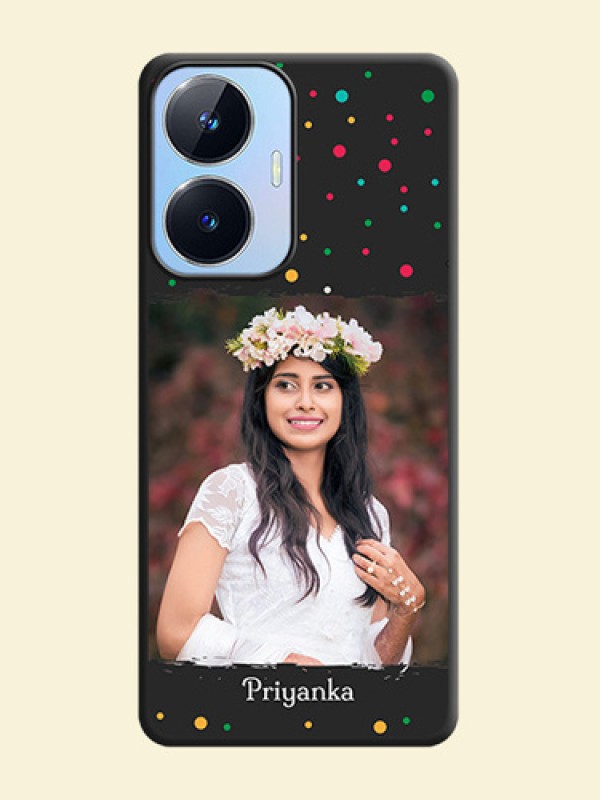 Multicolor Dotted Pattern with Text on Space Black Custom Soft Matte Phone Back Cover - Realme Narzo N55