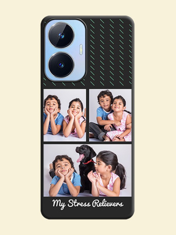 Cross Dotted Pattern with 2 Image Holder  on Personalised Space Black Soft Matte Cases - Realme Narzo N55