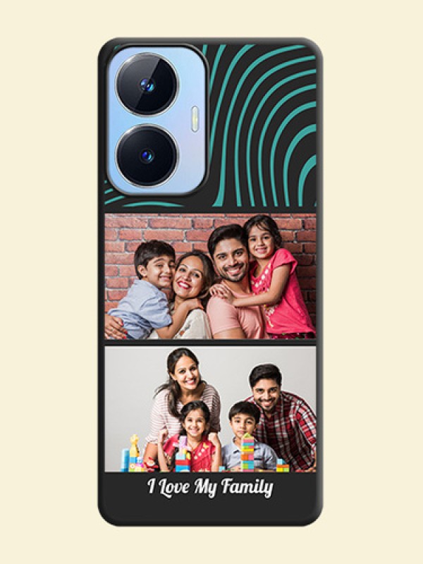 Wave Pattern with 2 Image Holder on Space Black Personalized Soft Matte Phone Covers - Realme Narzo N55