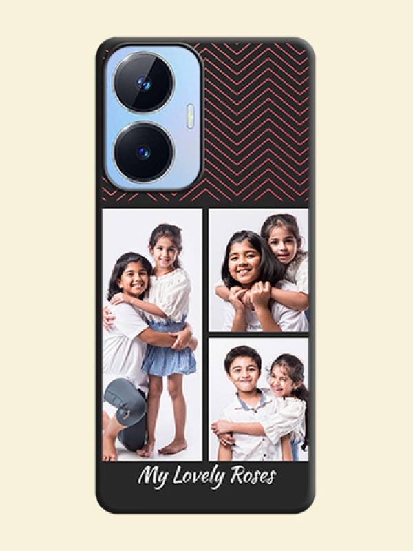 Wave Pattern with 3 Image Holder on Space Black Custom Soft Matte Back Cover - Realme Narzo N55