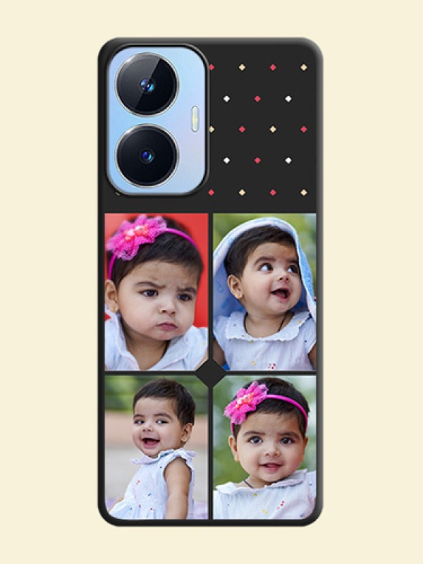 Multicolor Dotted Pattern with 4 Image Holder on Space Black Custom Soft Matte Phone Cases - Realme Narzo N55