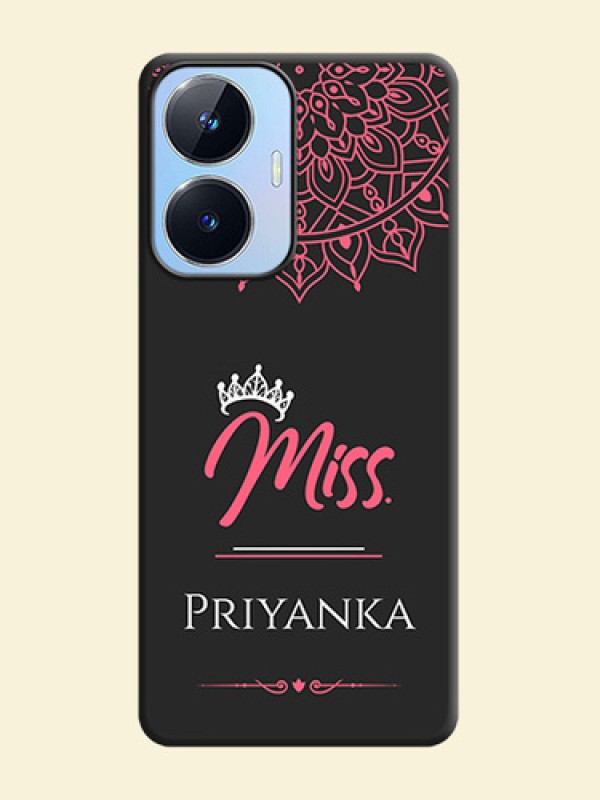Mrs Name with Floral Design on Space Black Personalized Soft Matte Phone Covers - Realme Narzo N55
