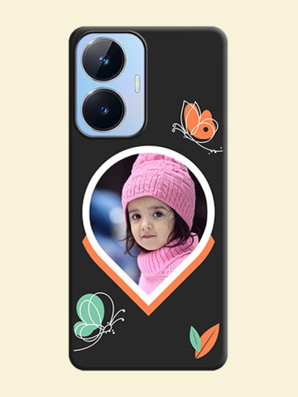 Upload Pic With Simple Butterly Design On Space Black Personalized Soft Matte Phone Covers -Realme Narzo N55
