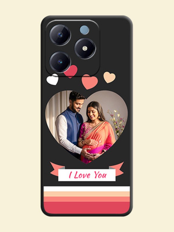 Love Shaped Photo with Colorful Stripes On Space Black Custom Soft Matte Mobile Back Cover - Realme Narzo N63