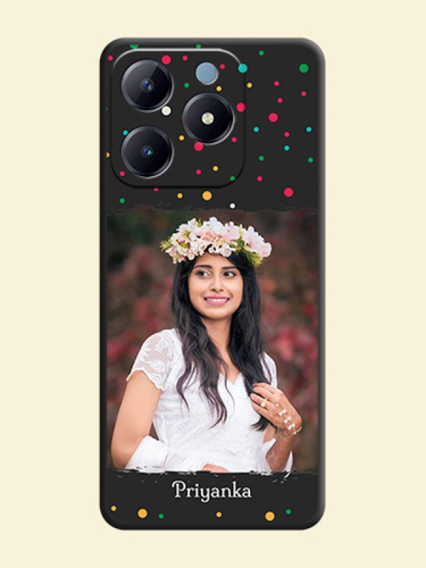 Multicolor Dotted Pattern with Text On Space Black Custom Soft Matte Mobile Back Cover - Realme Narzo N63