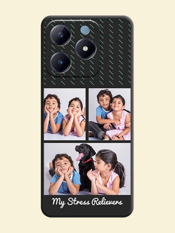 Cross Dotted Pattern with 2 Image Holder On Space Black Custom Soft Matte Mobile Back Cover - Realme Narzo N63