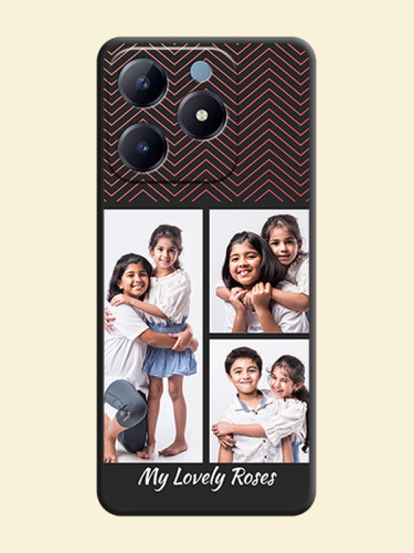 Wave Pattern with 3 Image Holder On Space Black Custom Soft Matte Mobile Back Cover - Realme Narzo N63