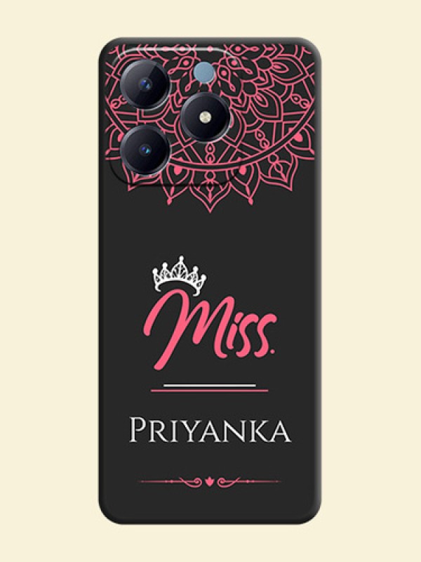 Mrs Name with Floral Design On Space Black Custom Soft Matte Mobile Back Cover - Realme Narzo N63