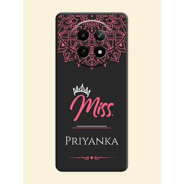 Mrs Name with Floral Design on Space Black Personalized Soft Matte Phone Covers - Realme Narzo N65 5G
