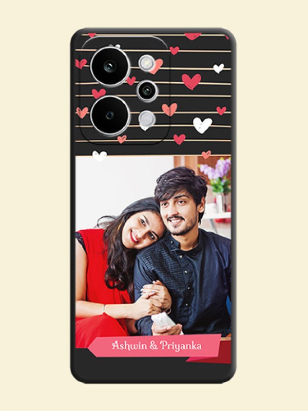 Love Pattern with Name on Pink Ribbon on Photo On Space Black Custom Soft Matte Mobile Back Cover - Realme Narzo Power 5G