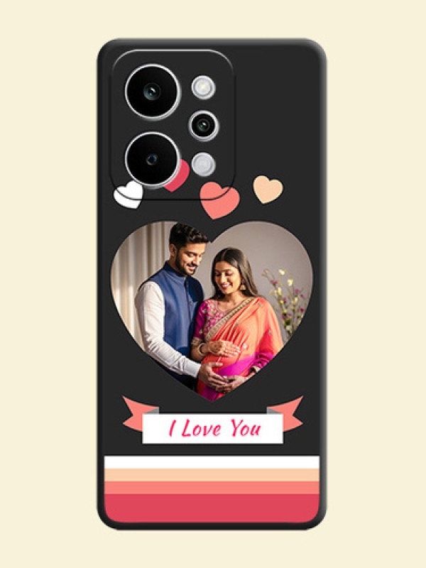 Love Shaped Photo with Colorful Stripes On Space Black Custom Soft Matte Mobile Back Cover - Realme Narzo Power 5G
