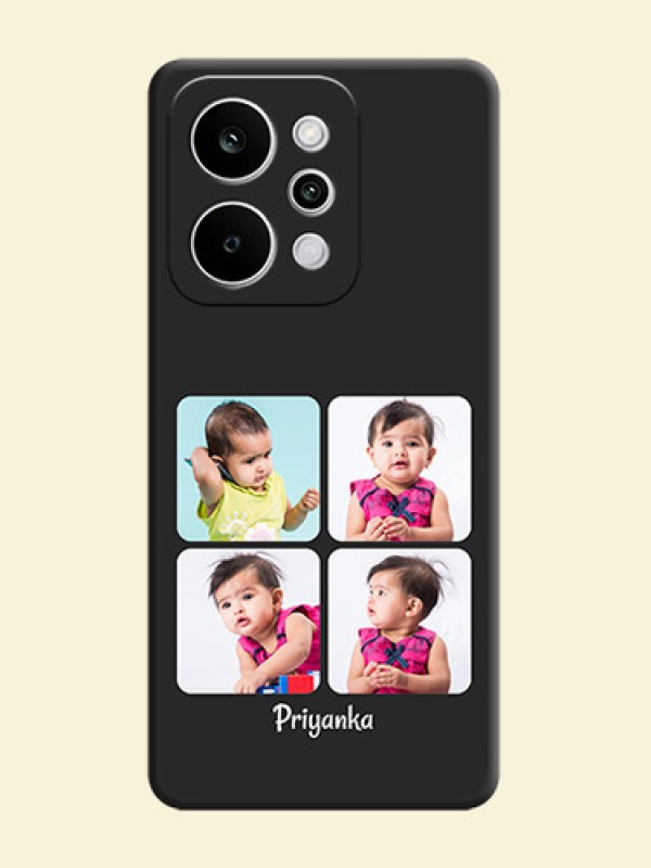 Floral Art with 6 Image Holder on Photo On Space Black Custom Soft Matte Mobile Back Cover - Realme Narzo Power 5G