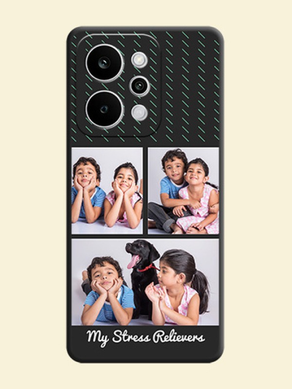 Cross Dotted Pattern with 2 Image Holder On Space Black Custom Soft Matte Mobile Back Cover - Realme Narzo Power 5G