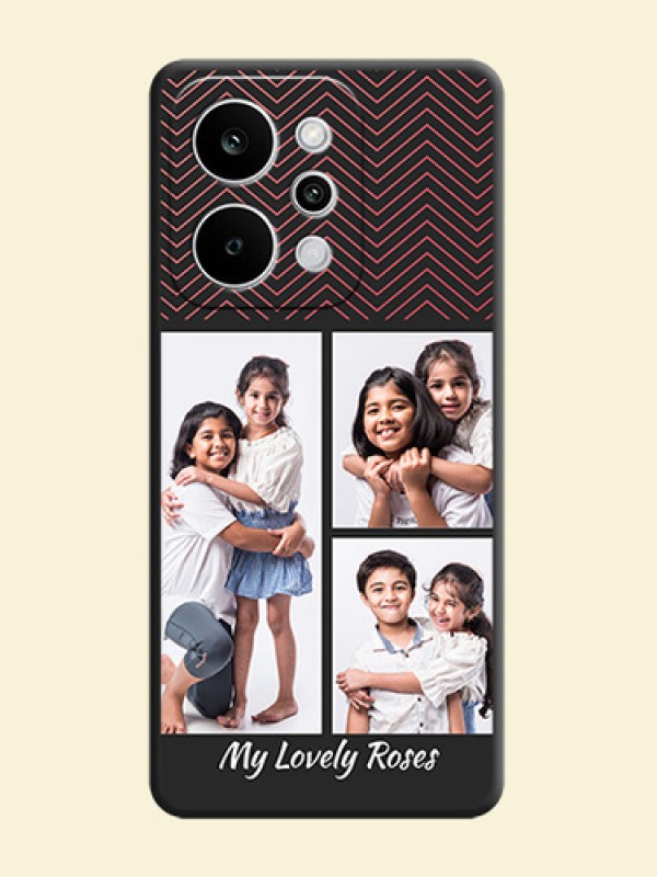 Wave Pattern with 3 Image Holder On Space Black Custom Soft Matte Mobile Back Cover - Realme Narzo Power 5G