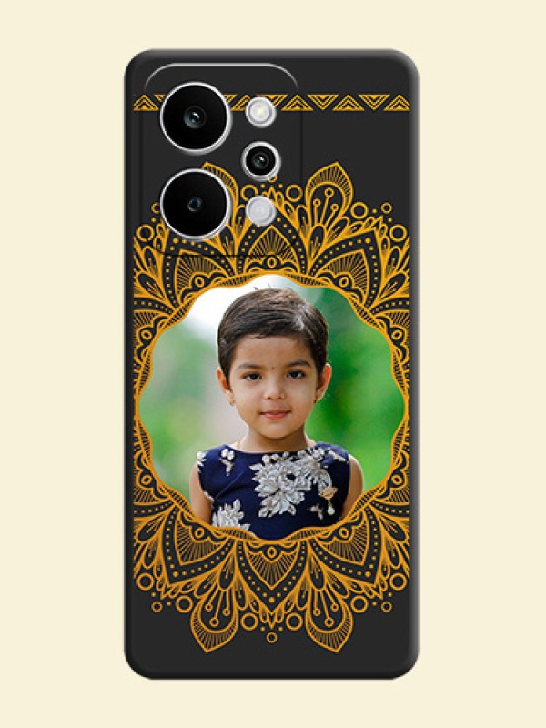 Round Image with Floral Design On Space Black Custom Soft Matte Mobile Back Cover - Realme Narzo Power 5G