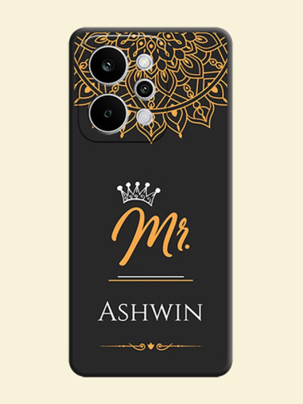 Mr Name with Floral Design On Space Black Custom Soft Matte Mobile Back Cover - Realme Narzo Power 5G