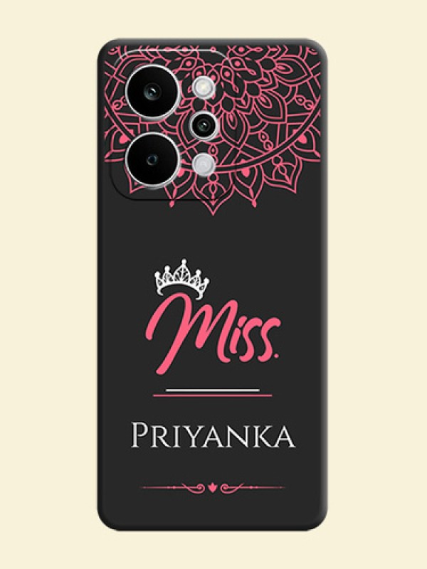 Mrs Name with Floral Design On Space Black Custom Soft Matte Mobile Back Cover - Realme Narzo Power 5G