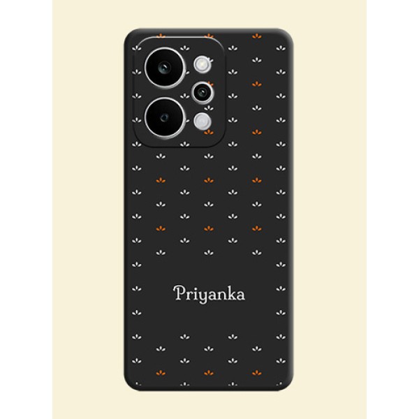 Simple Pattern With Custom Text On Space Black Custom Soft Matte Mobile Back Cover - Realme Narzo Power 5G