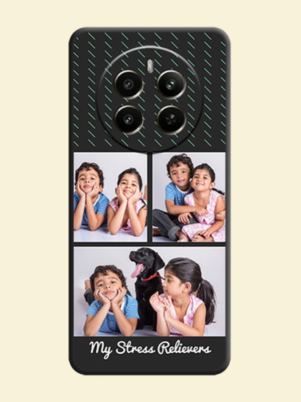 Cross Dotted Pattern with 2 Image Holder on Personalised Space Black Soft Matte Cases - Realme P1 5G