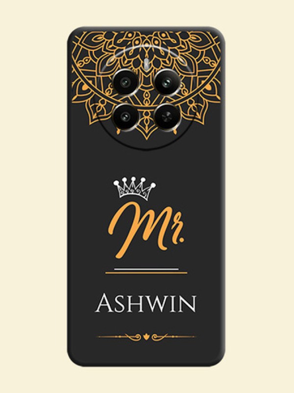 Mr Name with Floral Design on Personalised Space Black Soft Matte Cases - Realme P1 5G