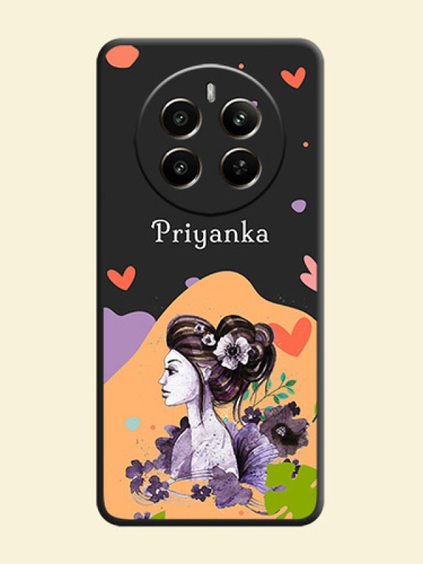 Namecase For Her With Fancy Lady Image On Space Black Personalized Soft Matte Phone Covers - Realme P1 5G