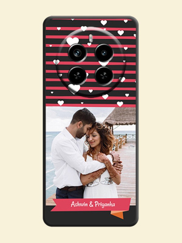 White Color Love Symbols with Pink Lines Pattern On Space Black Custom Soft Matte Mobile Back Cover - Realme P1 Pro 5G
