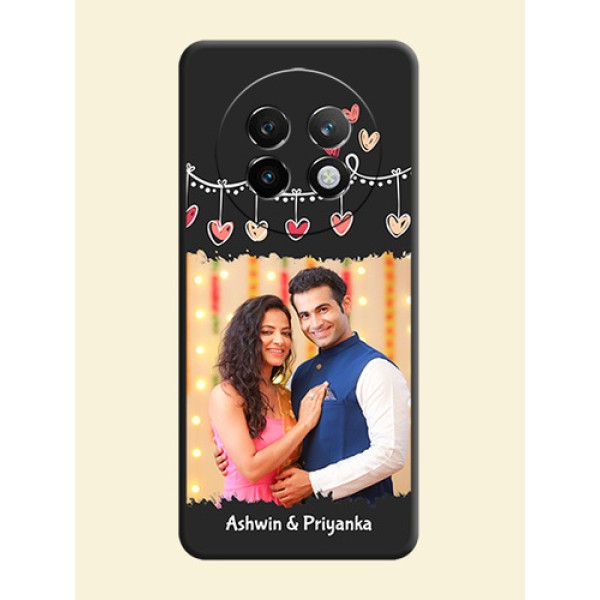 Pink Love Hangings with Name On Space Black Custom Soft Matte Mobile Back Cover - Realme P1 Speed 5G Pink Love Hangings with Name On Space Black Custom Soft Matte Mobile Back Cover - Realme P1 Speed 5G