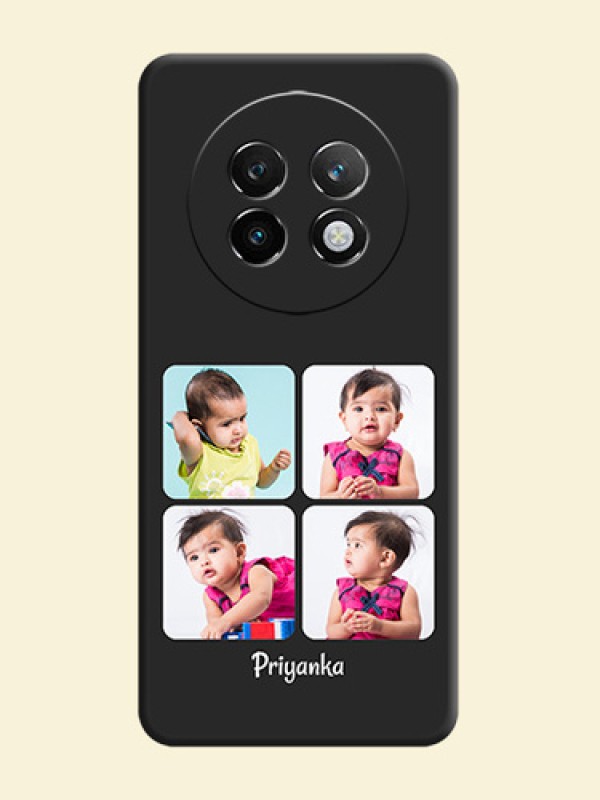 Floral Art with 6 Image Holder on Photo On Space Black Custom Soft Matte Mobile Back Cover - Realme P1 Speed 5G
