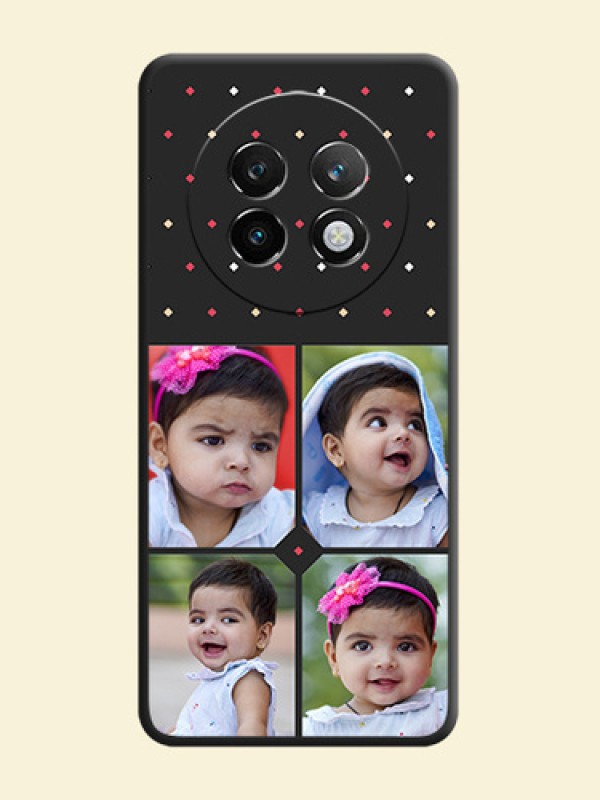 Multicolor Dotted Pattern with 4 Image Holder On Space Black Custom Soft Matte Mobile Back Cover - Realme P1 Speed 5G